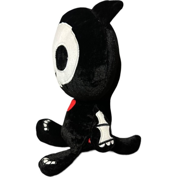 Skelanimals Plush Cat 13" Black White Skeleton Red Heart Fiesta Stuffed - Picture 5 of 16